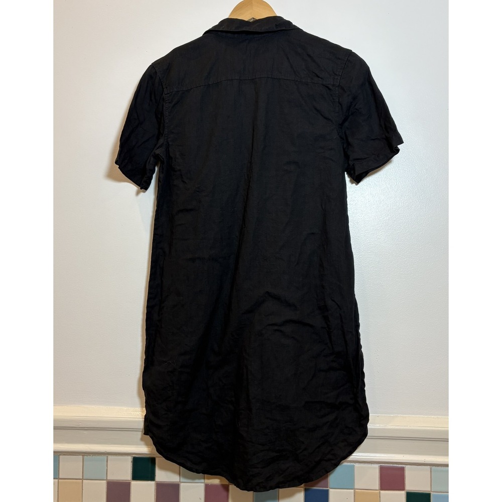 Standard James Perse Shirt Dress Black Linen Cupro Utility Minimalist Sz 2 M top - Picture 3 of 13
